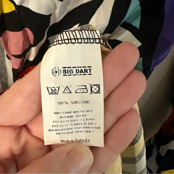 Big Dart Women’s Long Sleeve Multicolor Button Front Modern Art Blouse Sz 3X GUC - Picture 6 of 7